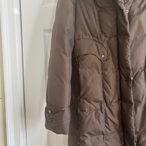 Cole Haan Down Puffer Quilted Coat Brown with Pillow Collar, Medium - Picture 2 of 6